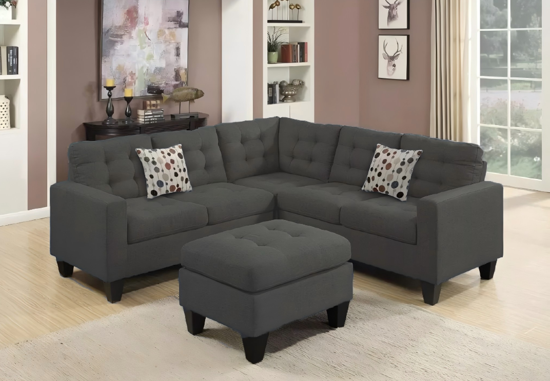 Modern Fabric Sectional Sofa with Ottoman-COSTA