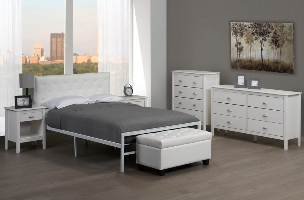 White Metal Platform Bed-T2208W