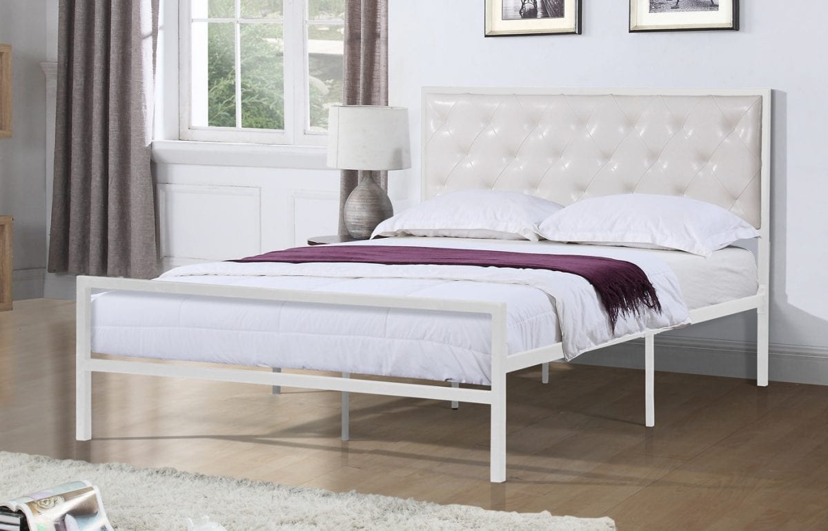 White Metal Platform Bed-T2208W