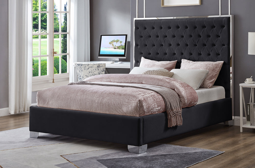 Velvet Fabric Platform Bed-T2385