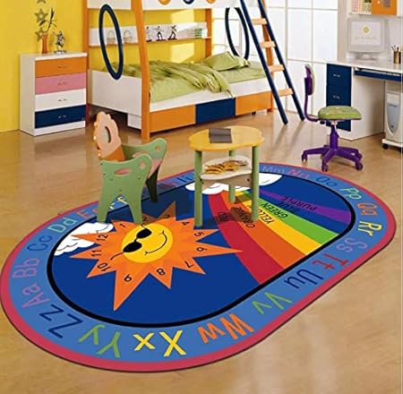 Extra-Large Educational Rainbow Kids Rug – Learn & Play in Comfort-RIANBOW
