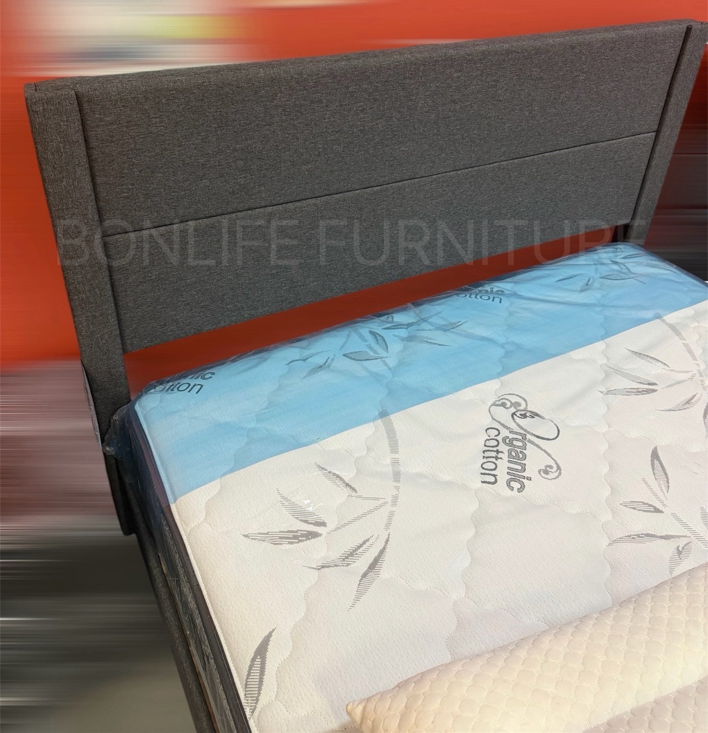 Modern Grey Fabric Platform Bed with Channel Tufting-T2175