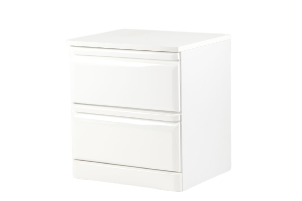 White Piano Lacquer Storage Bed-Kurara