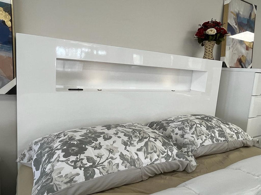 Modern White Piano Lacquer Bed Frame-EYES