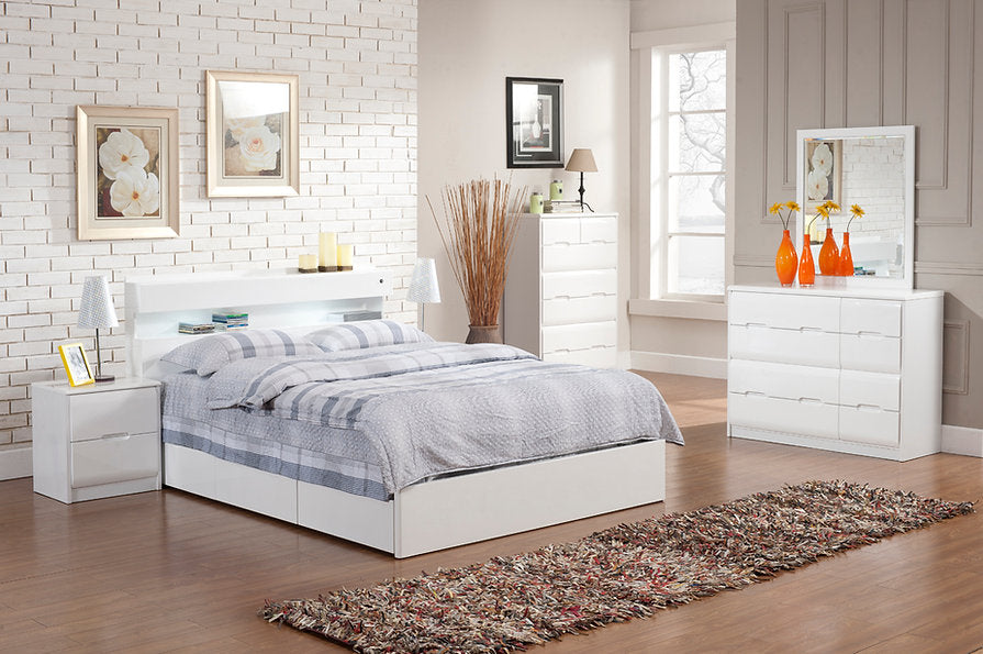 Modern White Piano Lacquer Bed Frame-CRADLE