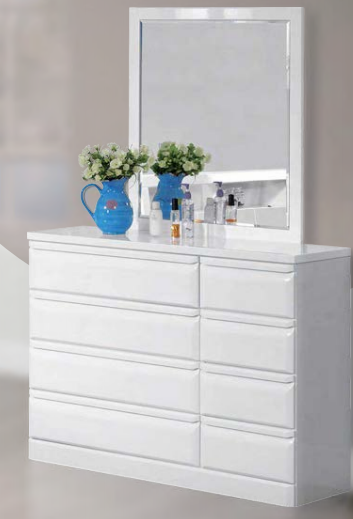 White Piano Lacquer Storage Bed-Kurara