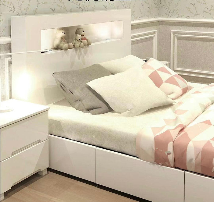 Modern White Piano Lacquer Bed Frame-EYES