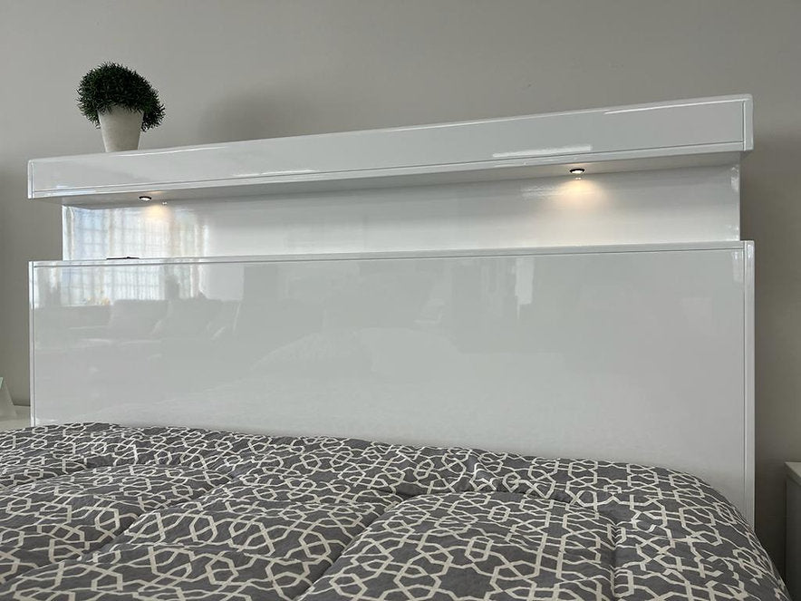 Modern White Piano Lacquer Bed Frame-CRADLE
