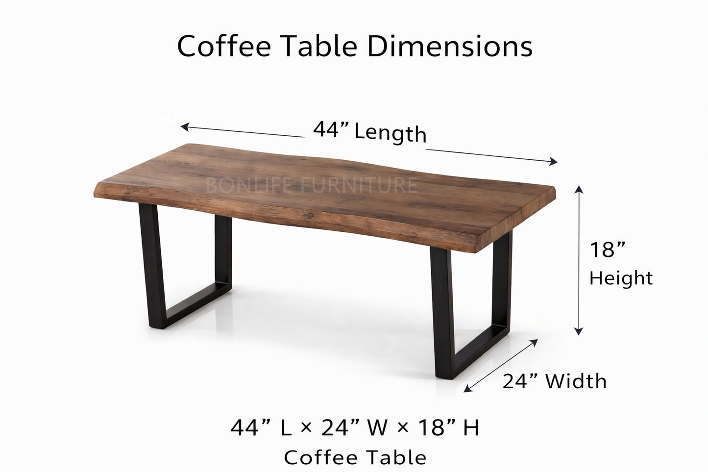 Industrial Faux Live Edge Coffee Table, End Table & Sofa Table-I2690