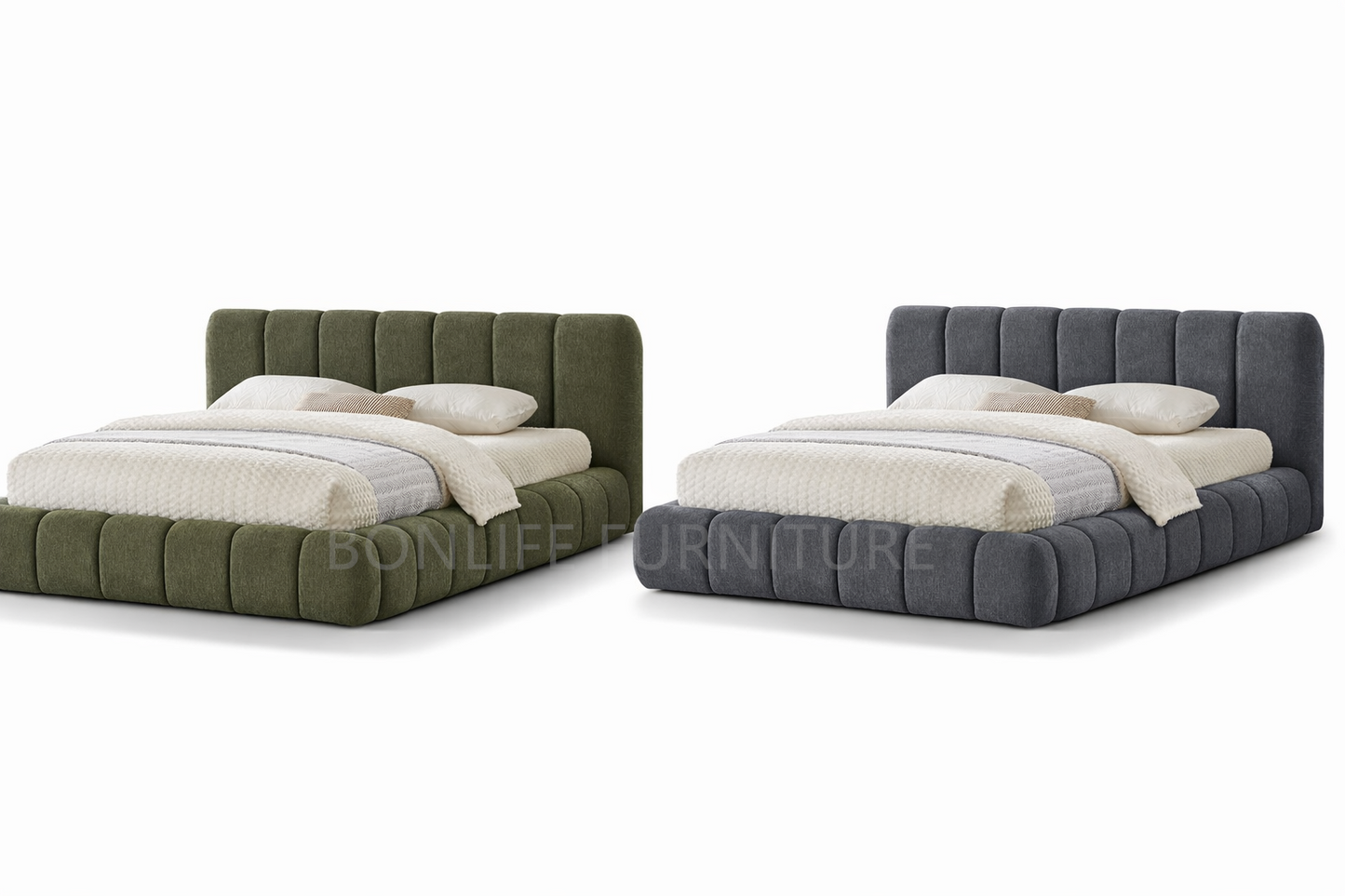Modern Channel-Tufted Upholstered Platform Bed-T2240