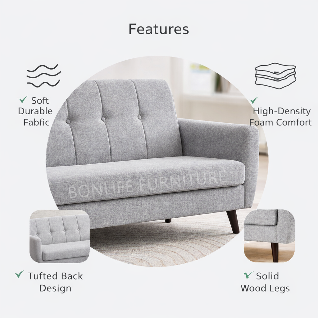 Modern Grey Sofa Set | Sofa, Loveseat & Chair | Affordable & Stylish -I8200