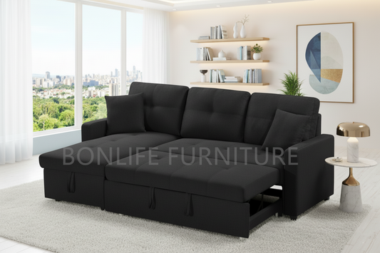 Convertible Reversible Sectional Sofa Bed with Storage-D1866