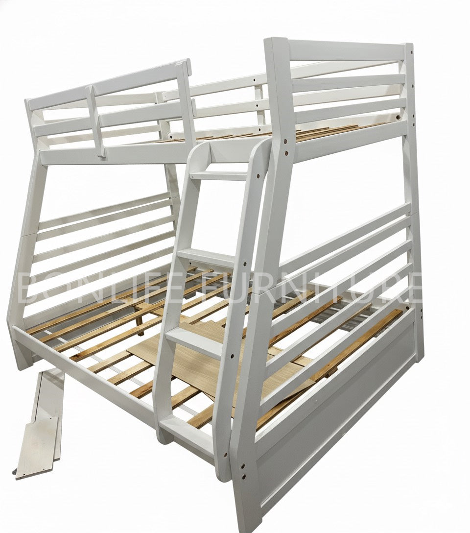 Twin Over Full Bunk Bed with Storage Drawers – Solid Wood – 4 Colors-T2700