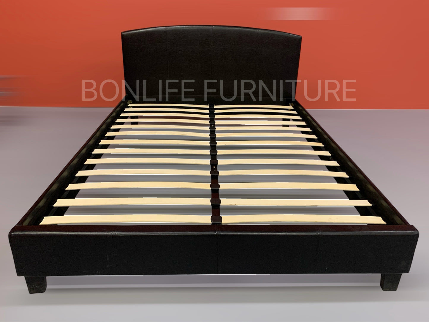 Modern Leatherette Platform Bed Frame -T2350
