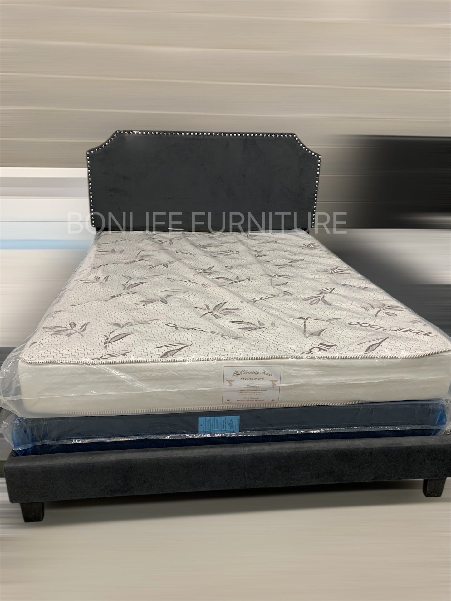 Velvet Scalloped Bed Frame with Adjustable Headboard -T2116