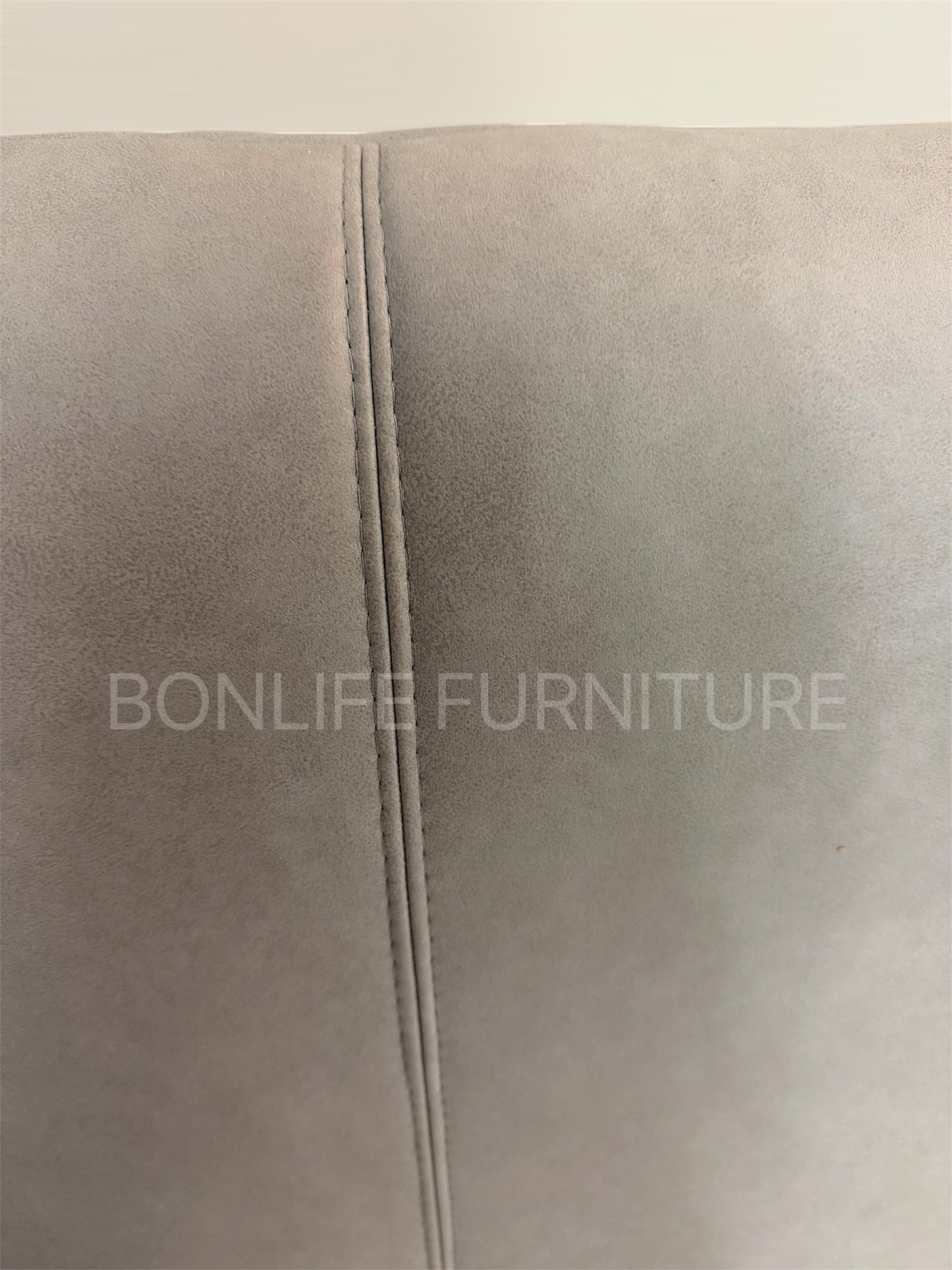 Modern Grey PU Leather Platform Bed – Padded Headboard-I5340