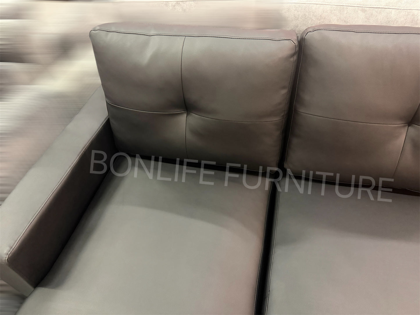 Modern Black PU Leather Sofa Bed Sectional with Storage – I9032