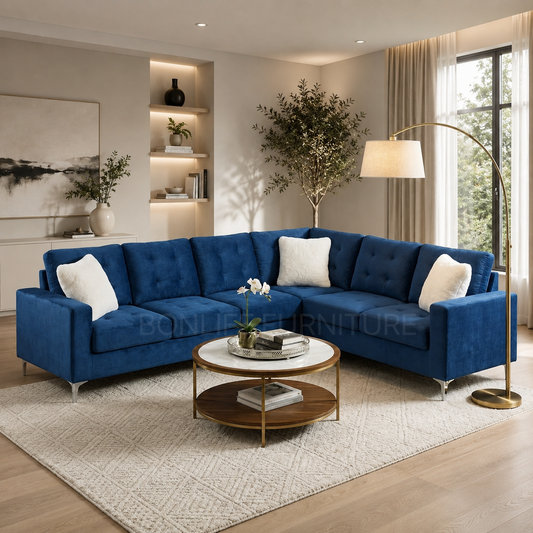 Modern Reversible Velvet Sectional Sofa-D2505