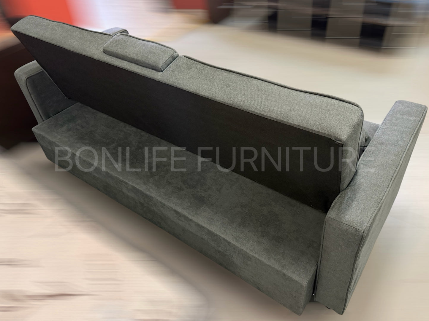 3-in-1 Fabric Pull-Out Sleeper Sofa Bed with Adjustable Backrests & Cup Holders
