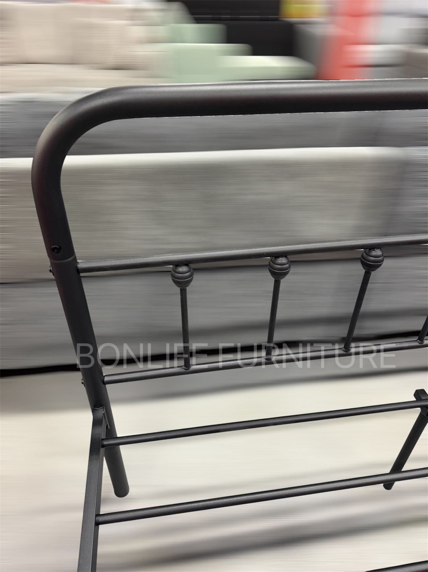 Black Steel Platform Bed Frame-I5252