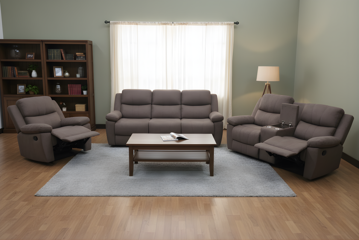 Manual Reclining Sofa, Loveseat & Chair – Fabric Upholstery-T1333