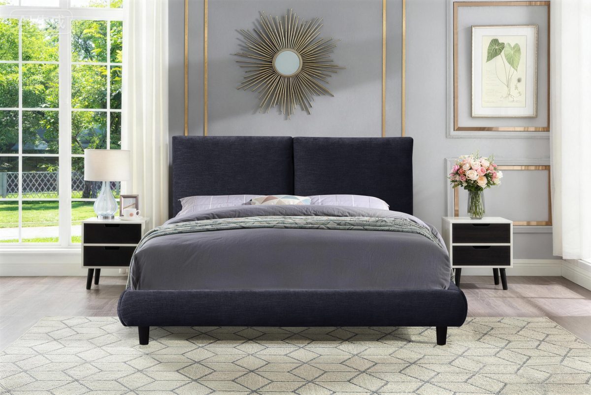 Modern Chenille Upholstered Platform Bed – Low Profile Bed Frame-T2246