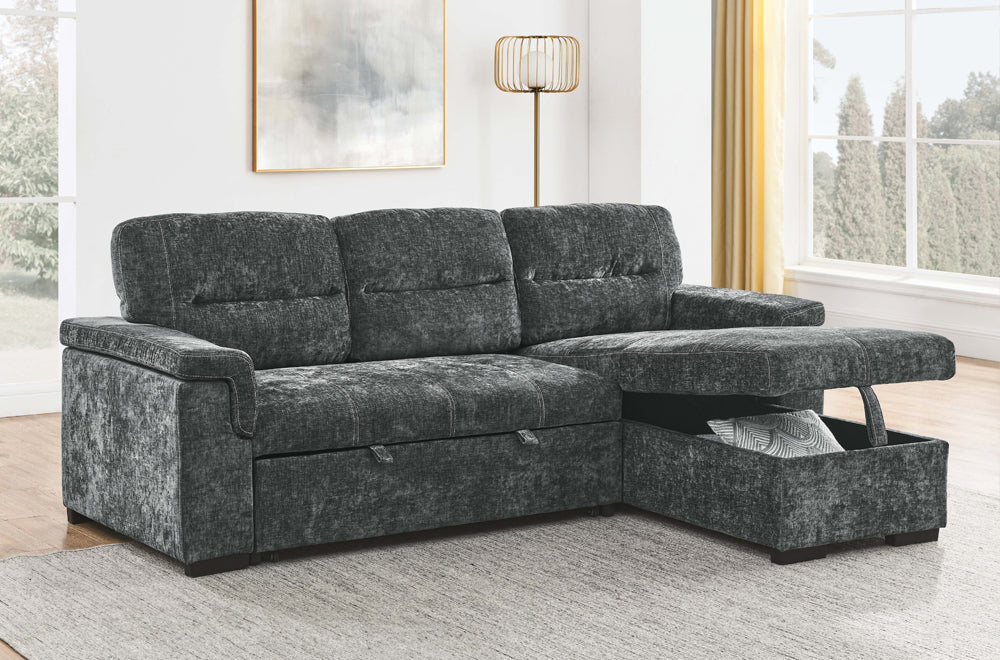Reversible Sectional Sofa with Pull-Out Bed and Storage-T1218