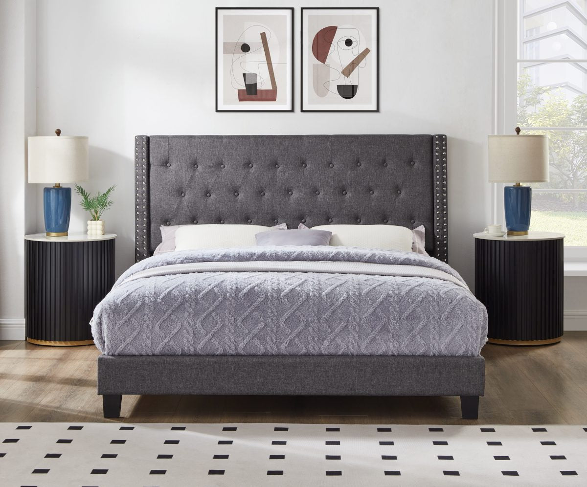 Upholstered Platform Bed with Tufted Headboard-T2109