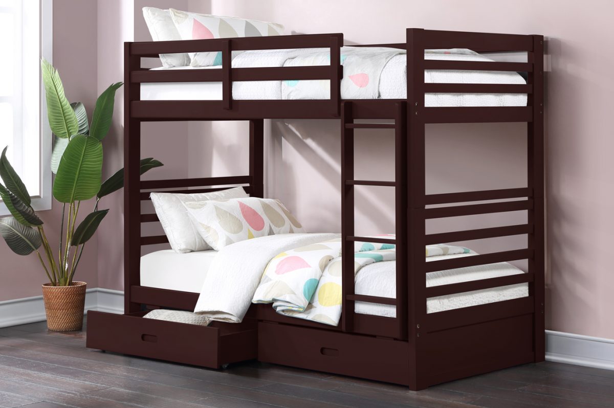 Twin Over Twin Storage Bunk Bed-T2710