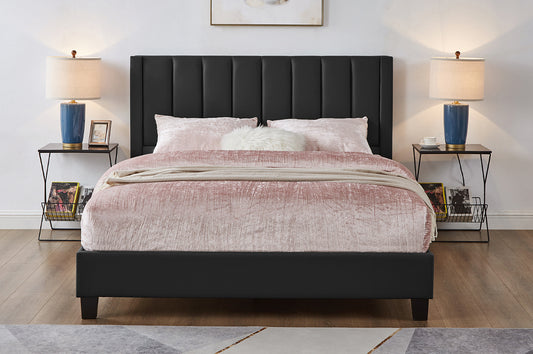 Upholstered Platform Bed with Channel Tufted Headboard-T2177
