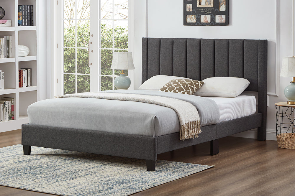 Upholstered Platform Bed with Channel Tufted Headboard-T2177