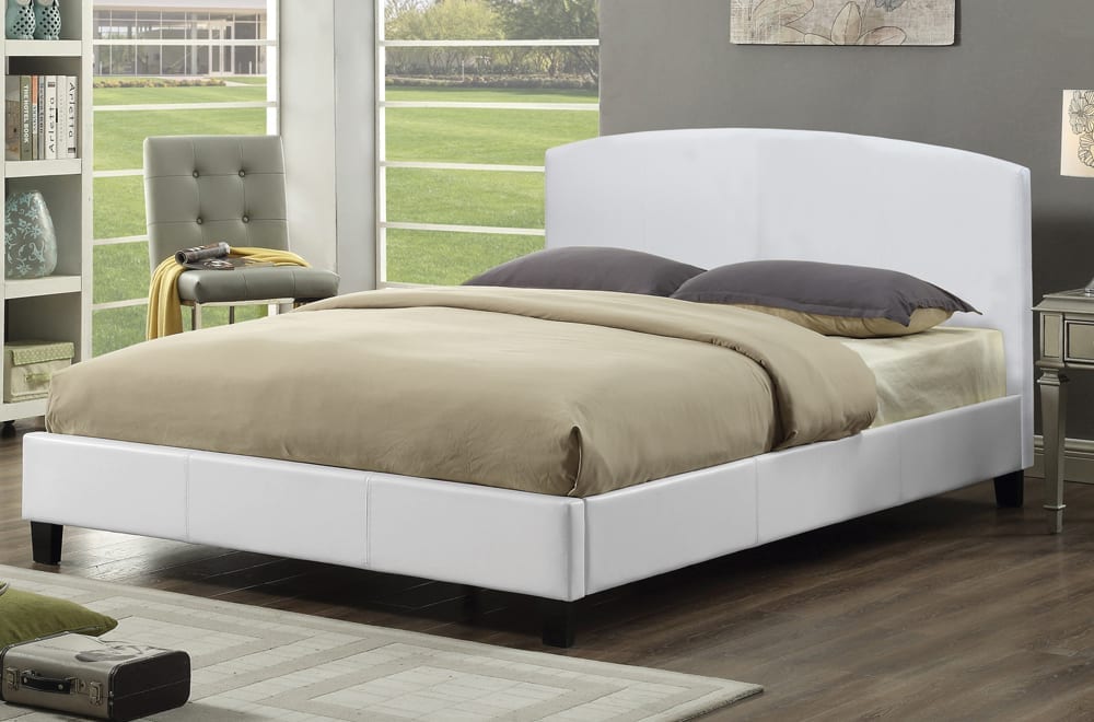 Leatherette-Clad Platform Bed-T2350