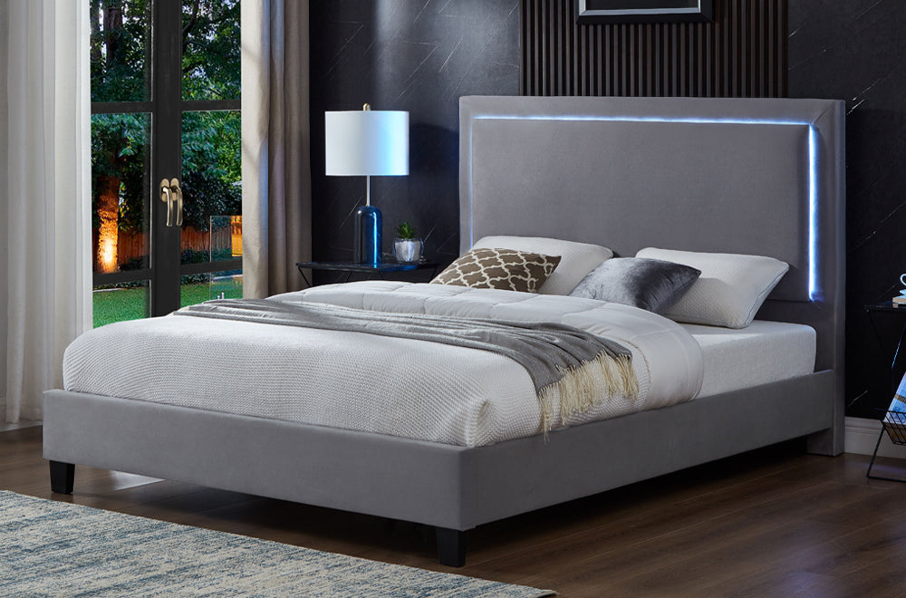 Velvet Upholstered Platform Bed-T2365