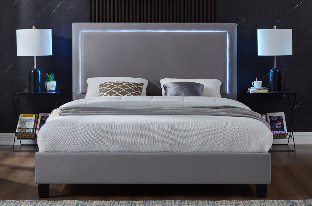 Velvet Upholstered Platform Bed-T2365