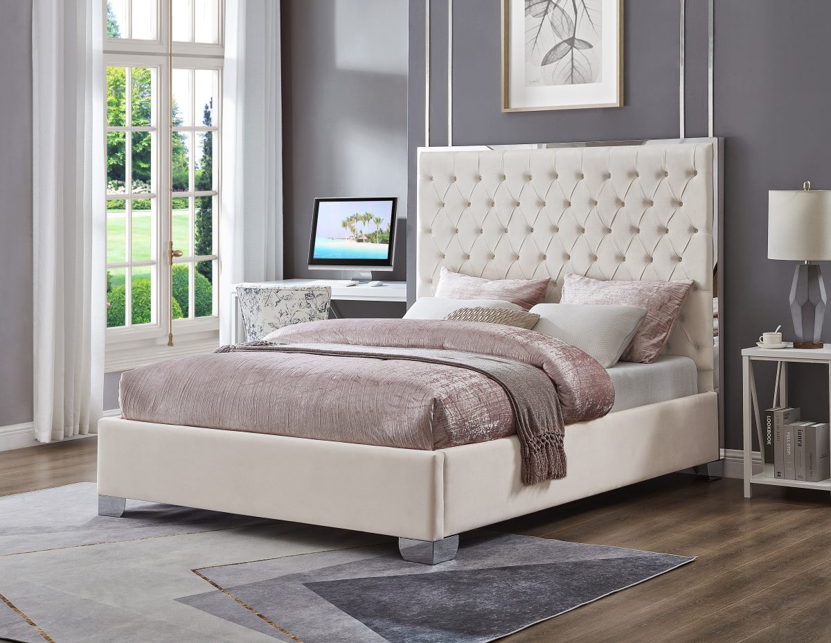 Velvet Fabric Platform Bed-T2385