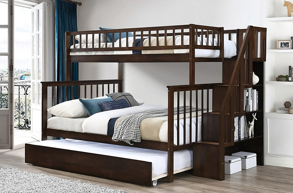Twin Over Full Bunk Bed with Trundle-T2594
