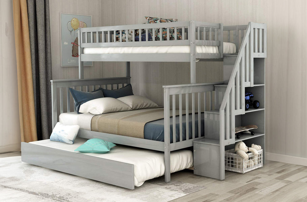 Twin Over Full Bunk Bed with Trundle-T2594