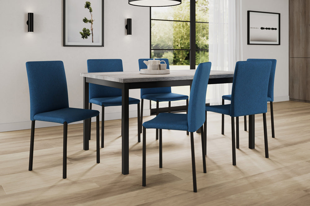 7-Piece Modern Dining Set – Table with 6 Linen Chairs-T3722(C3261)