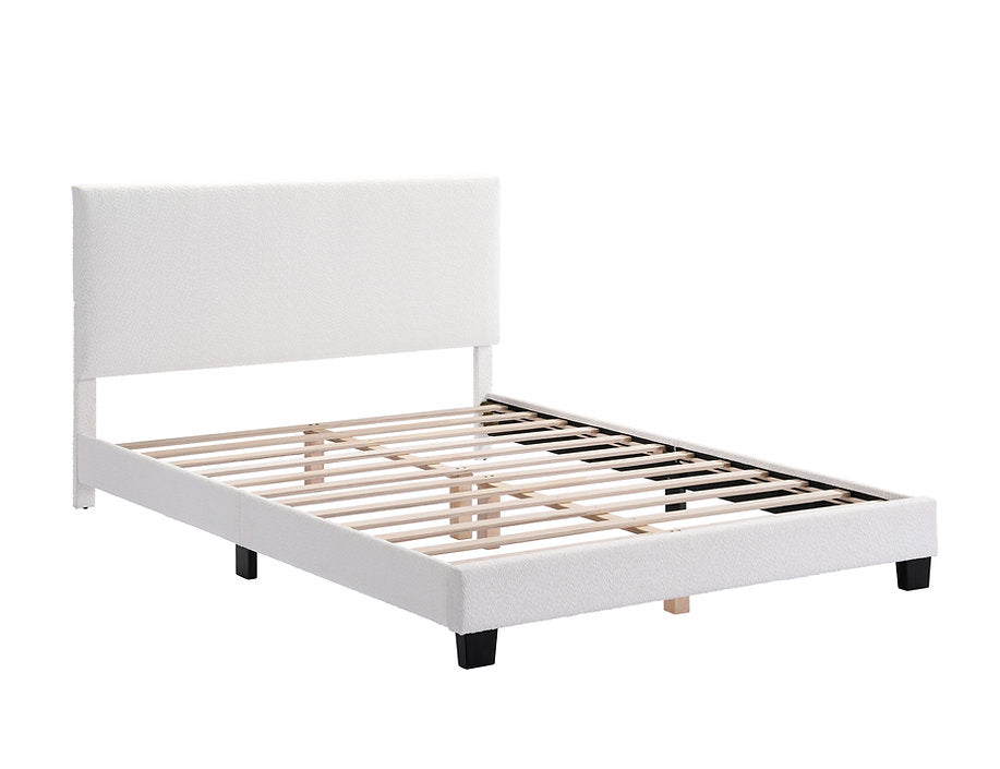 Modern Beige Bouclé Upholstered Platform Bed-I5582