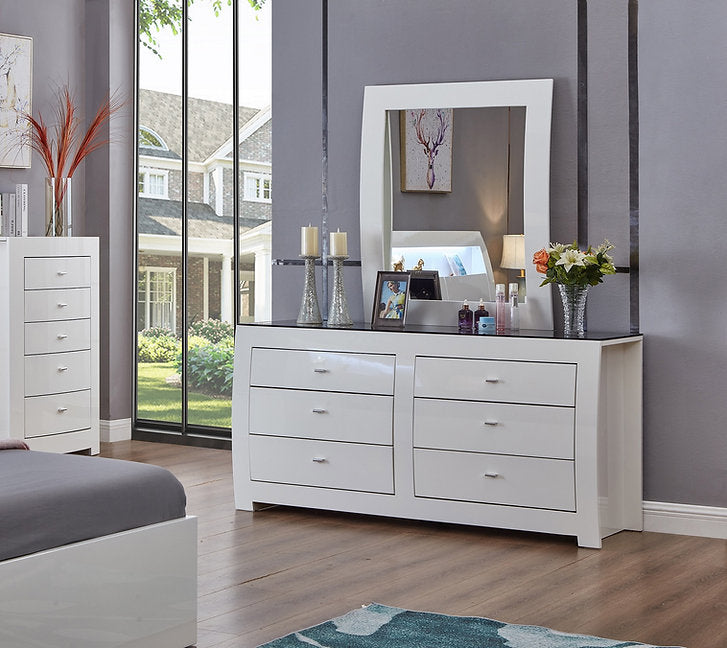 White High Gloss Storage Bed & Matching Case Goods