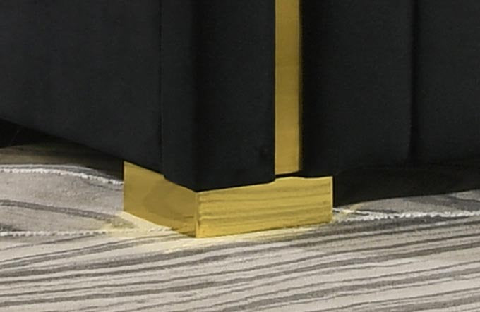 Black Velvet Bed with Gold Accent-Aurora(I100)