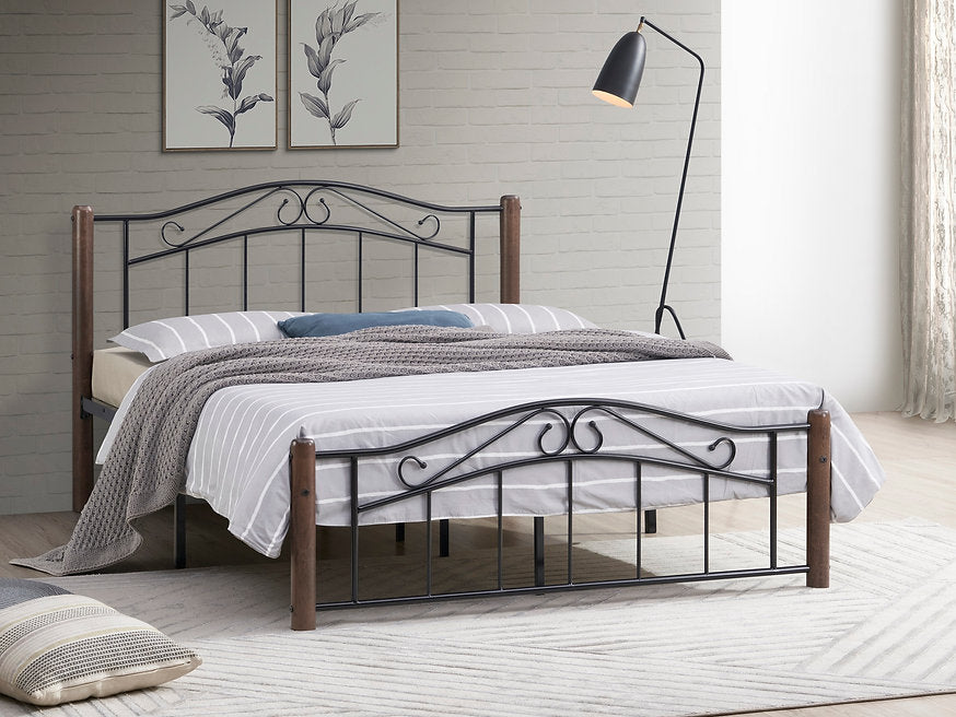 Vintage Style Metal & Wood Bed Frame-I126