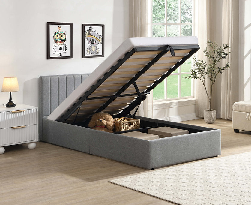 Grey Fabric Hydraulic Lift Storage Platform Bed-I5163