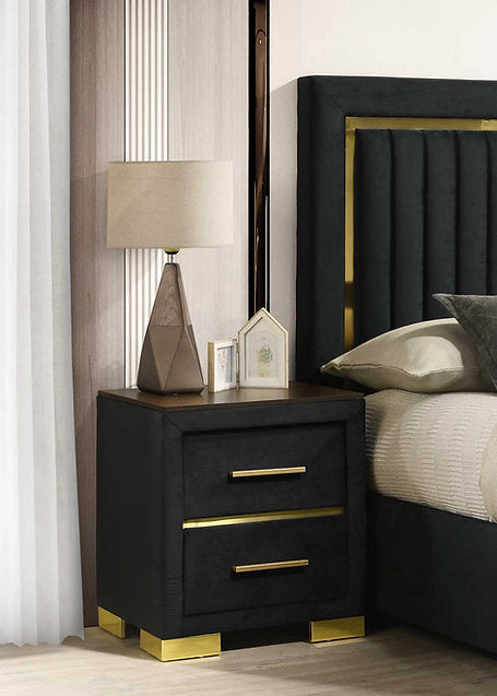 Black Velvet Bed with Gold Accent-Aurora(I100)
