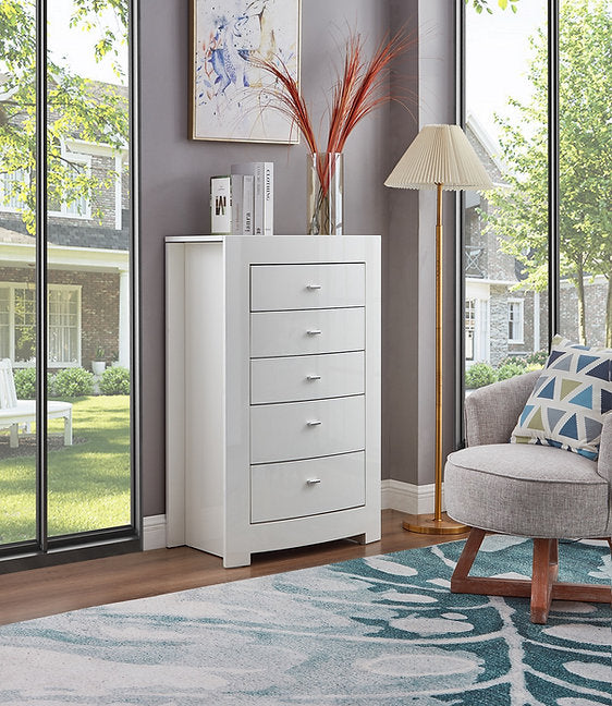 White High Gloss Storage Bed & Matching Case Goods