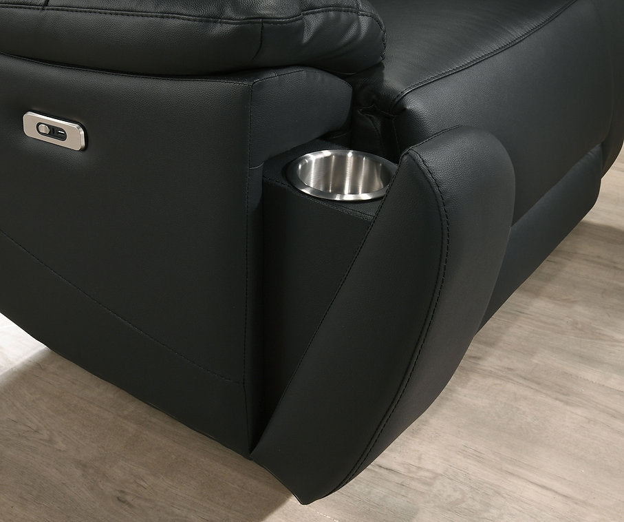 Power Recliner Collection – Midnight Black Genuine Leather Match-I8161