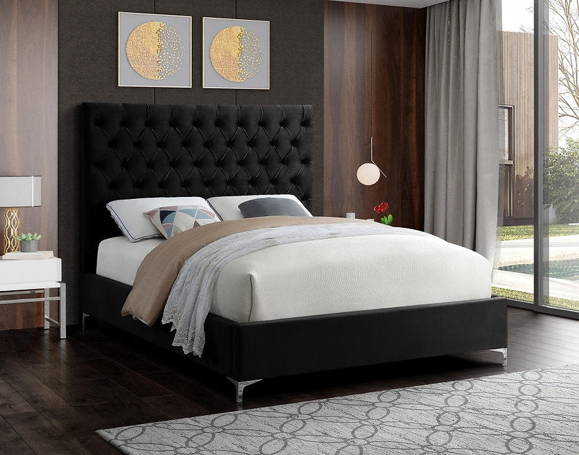 Velvet Fabric With Deep Button Tufting Bed-I5643