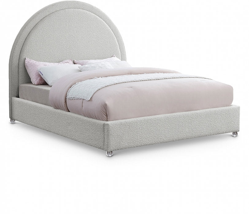 Cream Bouclé Platform Bed -I5205