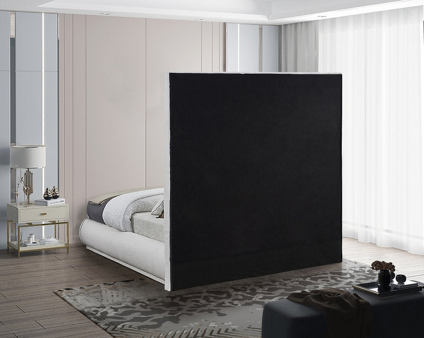 Mid-Century Modern Cream Linen Platform Bed-I5200