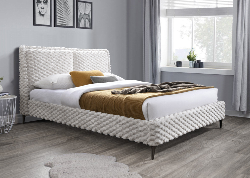 Cream Cloud-Tufted Upholstered Platform Bed – I5920
